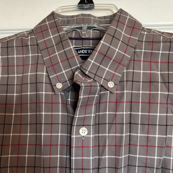 Lands’ End men’s gray long sleeve button down shirt size medium tall - Picture 2 of 8
